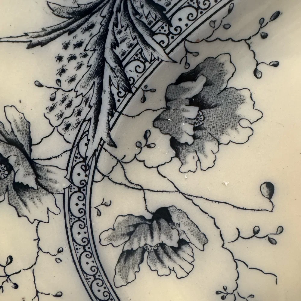 Antique CH & H Tunstall Windsor Blue Flow 17 1/2” Art Deco Serving Platter - Picture 8 of 12